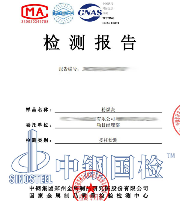粉煤灰检测报告